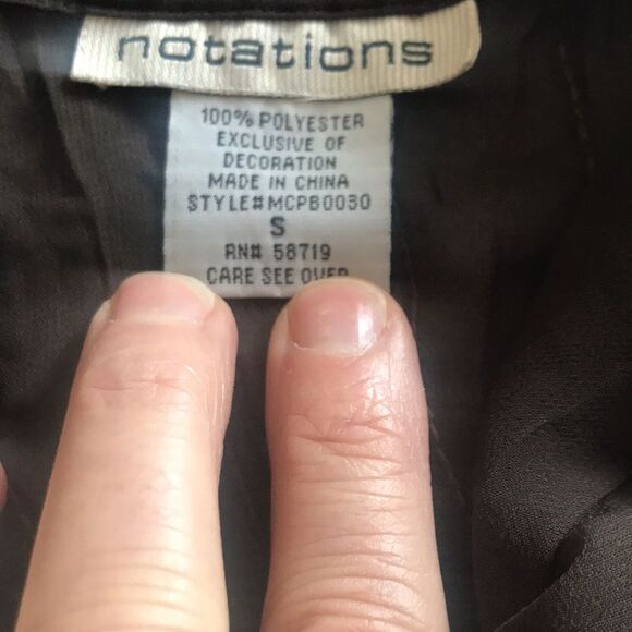 Vintage Notations Brown Ruffle  Sheer Blouse with Sequins Size Small peasant - Picture 5 of 8